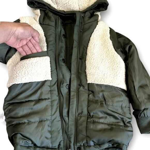 Swiss Alps Youth Boy Puffer Coat Jacket Winter Snow Fleece Hood Size 5/6 Green - Picture 7 of 11